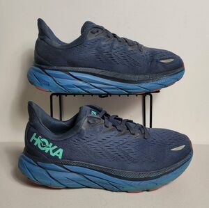Hoka One One Mens Clifton 8 Outer Space/Vallarta Blue Running Shoes Size 7.5